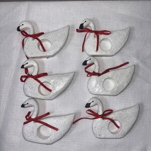 Vintage Hallmark Card XNR4776 Swan Napkin Holders – Wood? Table Decor Lot Of 6
